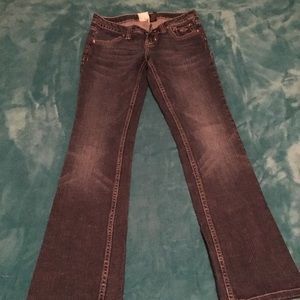 Harley Davidson embroidered blue jeans, size:0